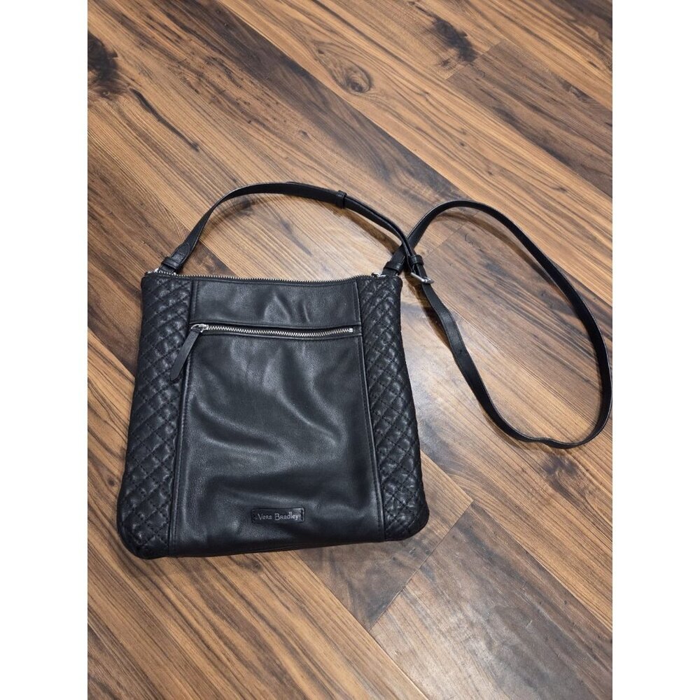Vera Bradley Black Quilted Leather Crossbody Bag